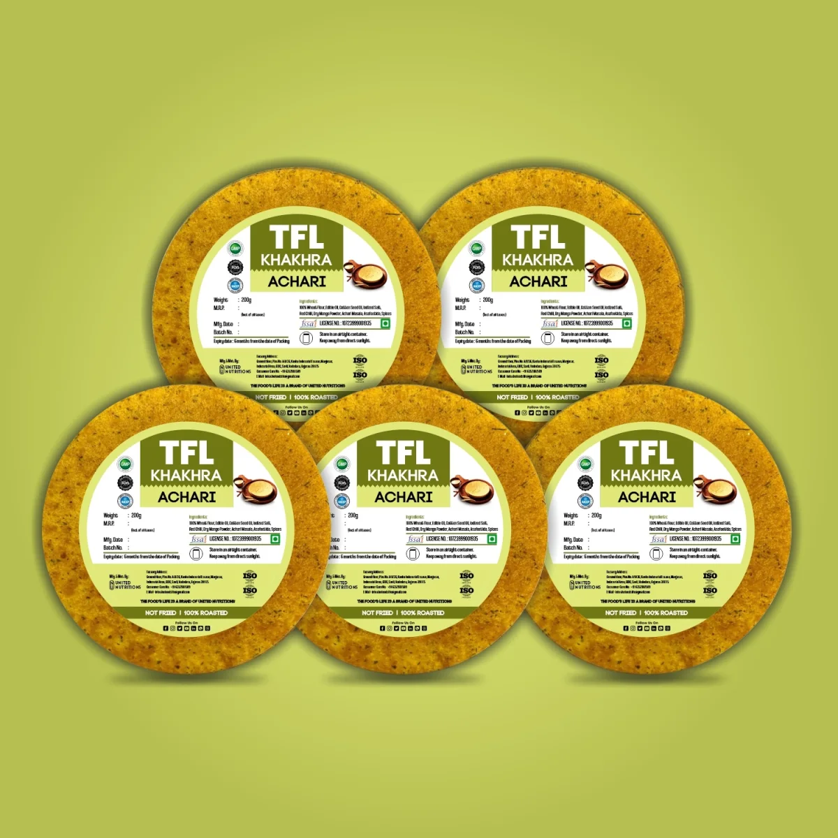 Achari Khakhra Pack of 5 (200gm x 5) — view 2