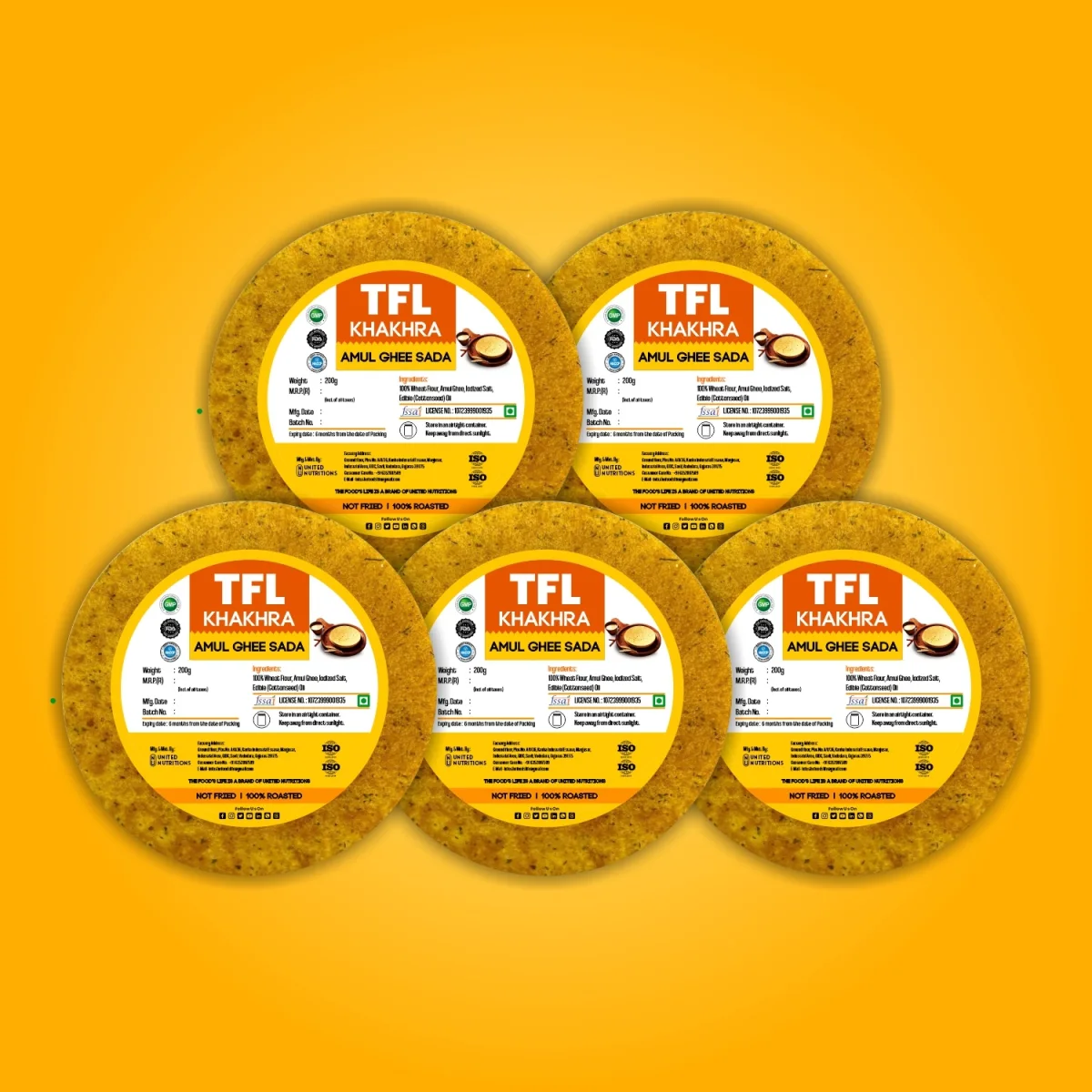 Amul Ghee Sada Khakhra Pack of 5 (200gm x 5) — view 2