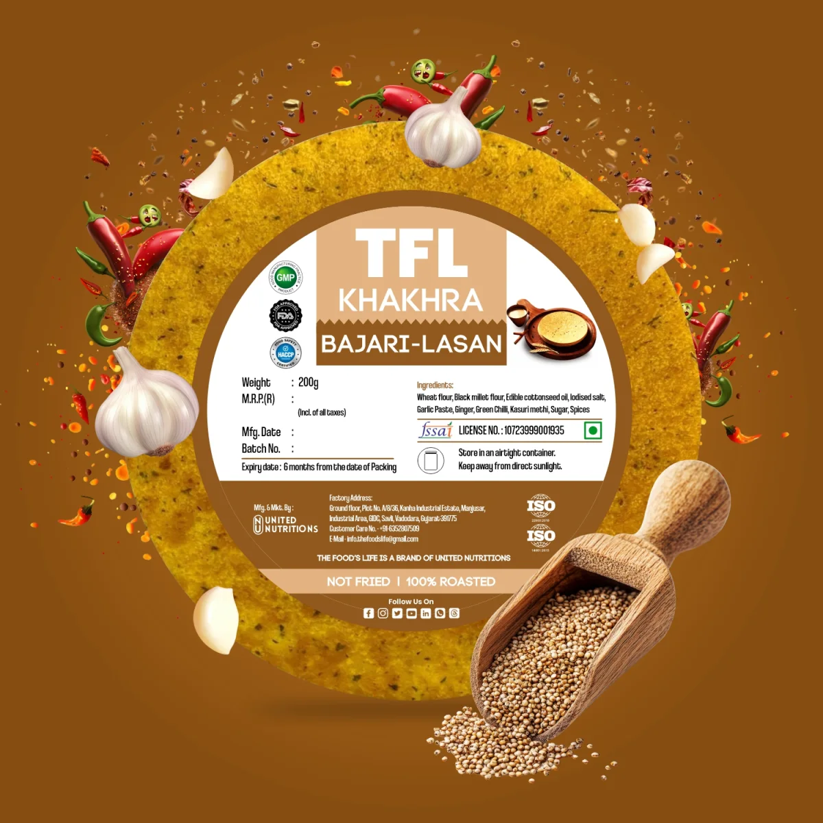 Bajri Lasan Khakhra 200 gm — view 2