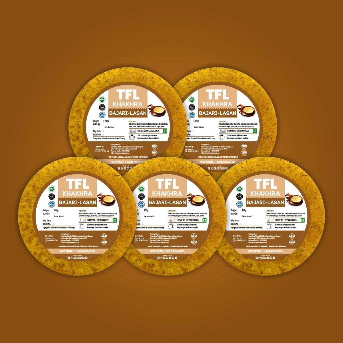 Bajri Lasan Khakhra Pack of 5 (200gm x 5) — view 2