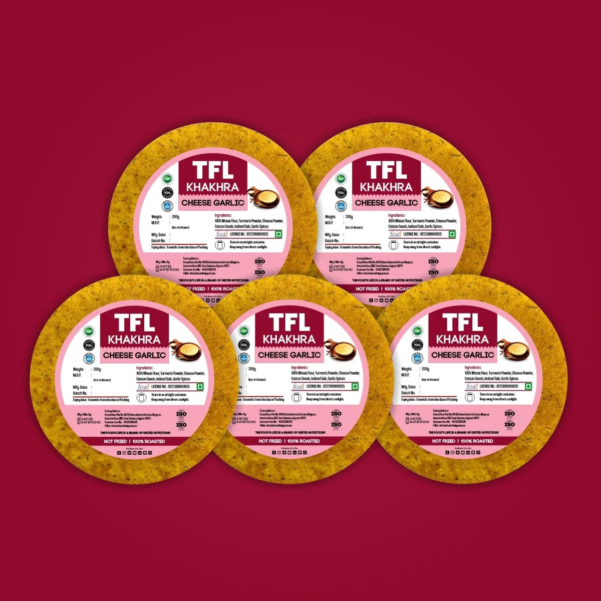 Cheese Garlic Khakhra Pack of 5 (200gm x 5) — view 2