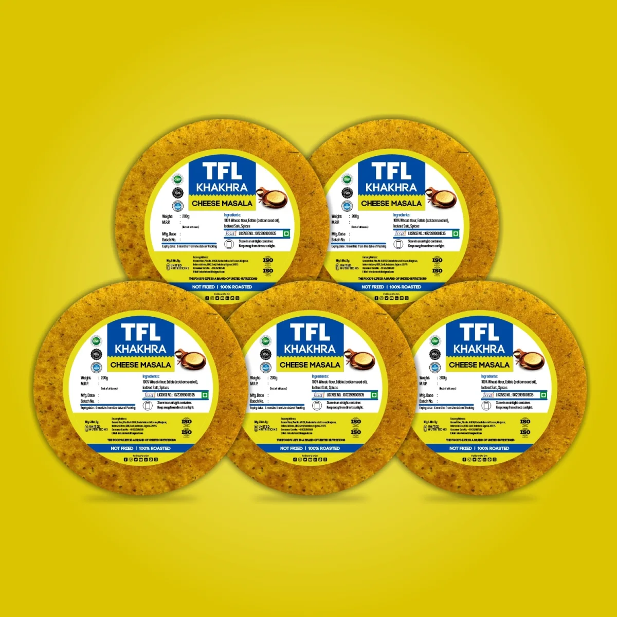 Cheese Masala Khakhra Pack of 5 (200gm x 5)