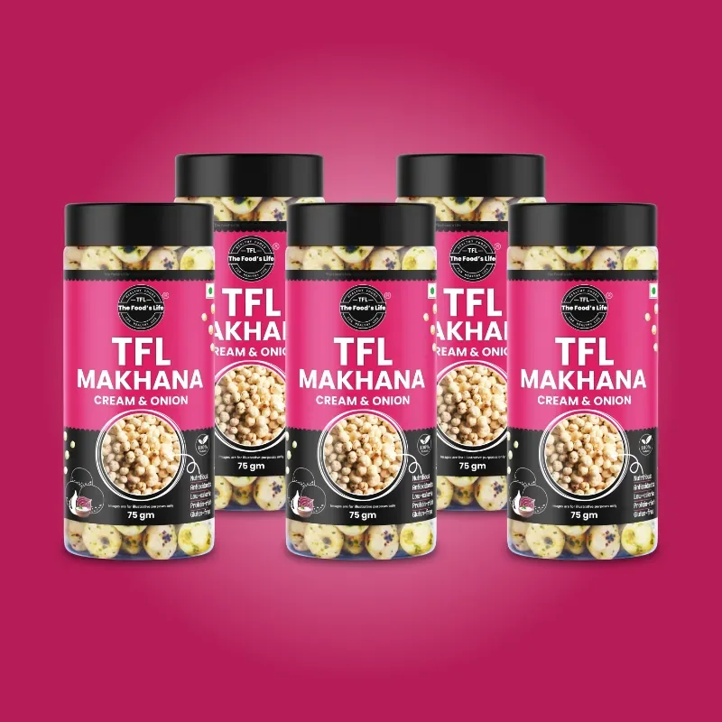Cream and Onion Makhana 75g (Pack of 5) – Flavoured Fox Nuts Value Pack
