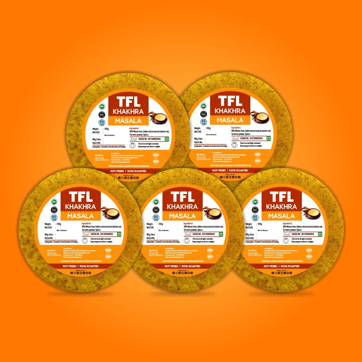 Masala Khakhra pack of 5 (200gm x 5)