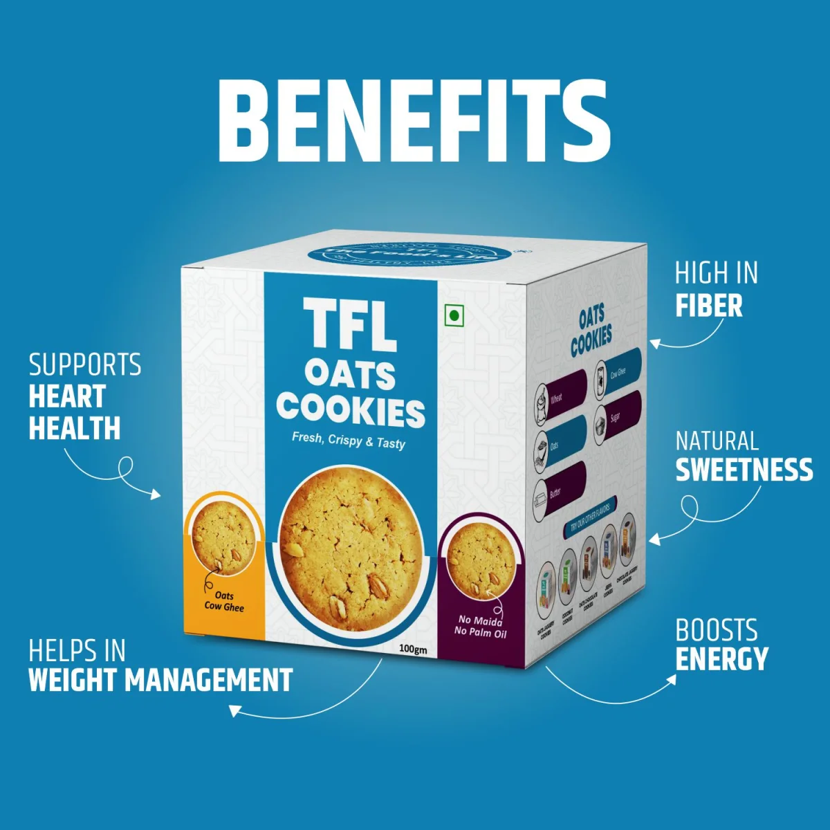 Oats Cookies 100g (Pack of 3) – Healthy Oat Cookies Combo — view 3